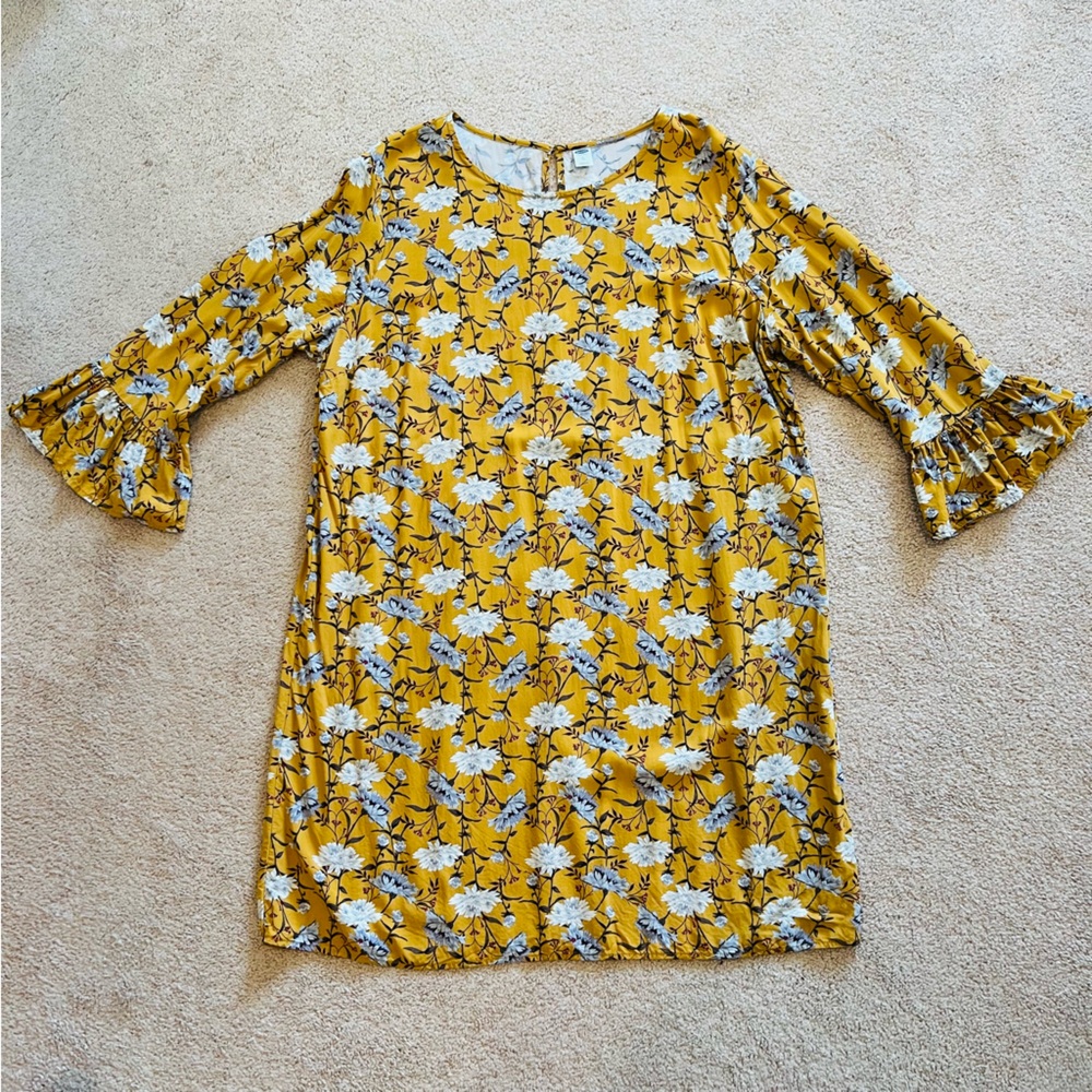 Mustard Floral Dress